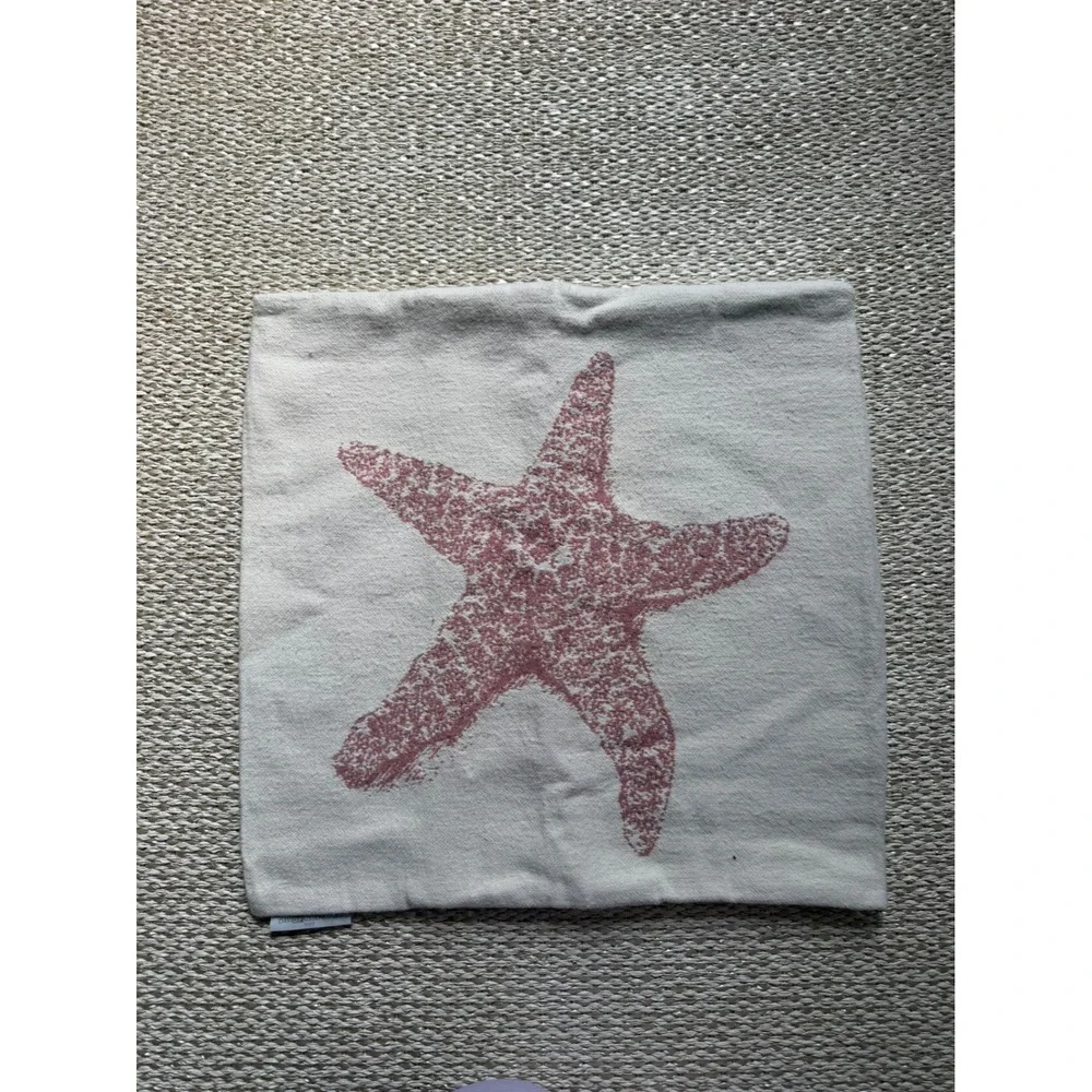 David Fussenegger Starfish Woven Pillow Cover Cream Mauve Coastal 20x20‎ beachy